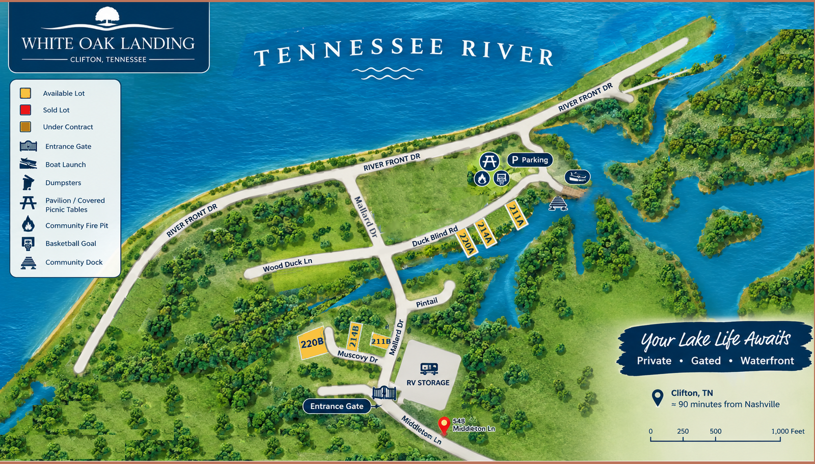 White Oak Landing community map